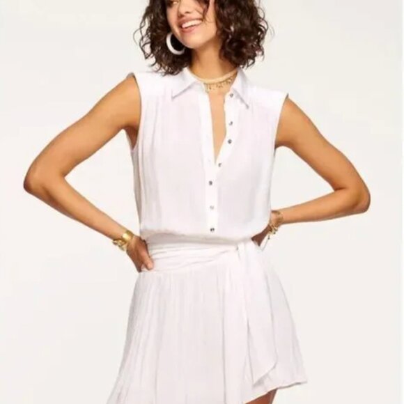 NWT Ramy Brook Peyton Button Down Mini Dress Ivory, Sm - Picture 2 of 16